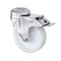 3/4/5 Inch ZR Castor SS top swivel plate swivel plastic core PU wheel stainless steel caster with double brake